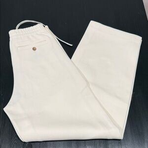 Uniqlo U Women’s Curved Barrel Jersey Knit Cream Pants XS